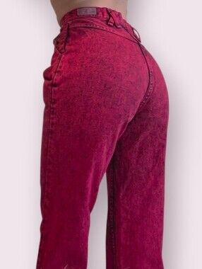 Rare Vintage 80s Wrangler Bareback Red Acid Wash Jeans